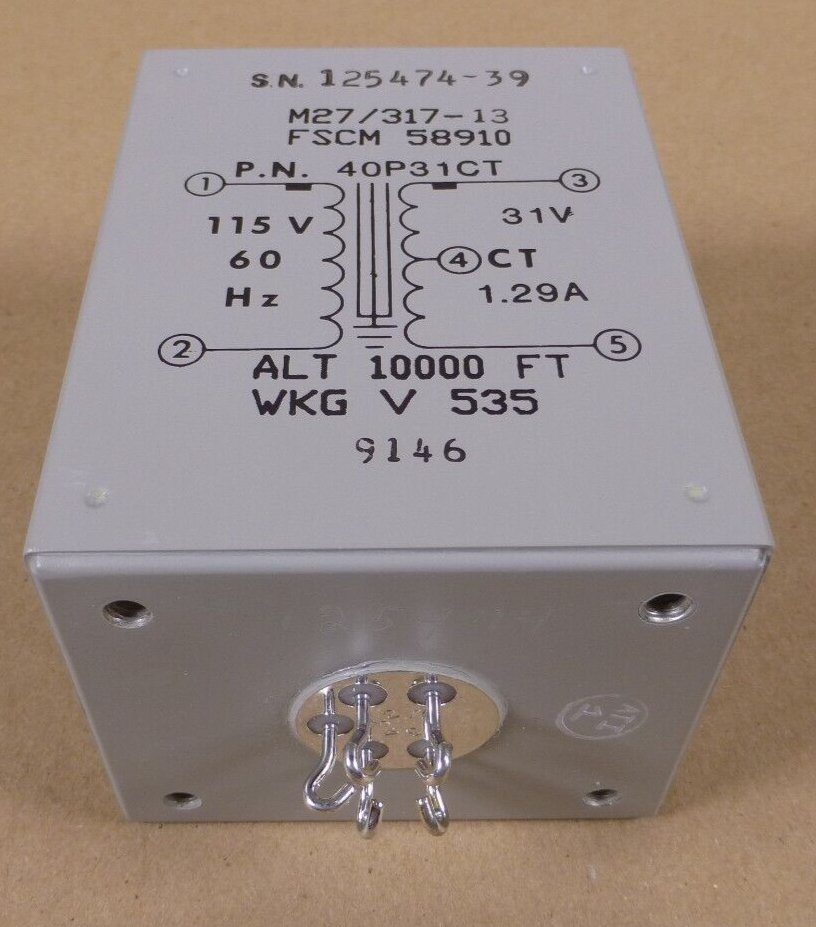 M27/317-13 Power Transformer 40P31CT 40VA 60HZ , 5-Wire Hook , 115/31VAC | Electrical MRO Replacement Parts &amp; Components and Commercial Electrical Supplies Company