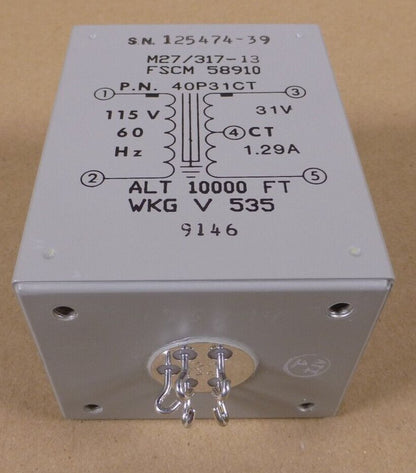 M27/317-13 Power Transformer 40P31CT 40VA 60HZ , 5-Wire Hook , 115/31VAC | Electrical MRO Replacement Parts &amp; Components and Commercial Electrical Supplies Company