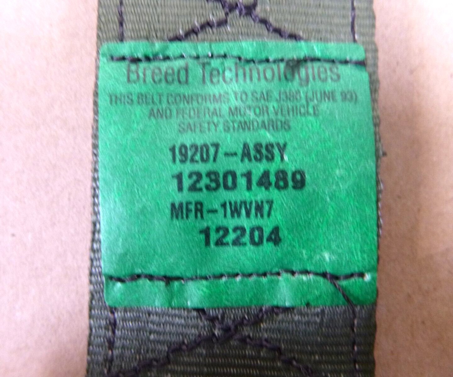 M35 M939 Series Trucks Seat Belt Tether Assemly Green 12301489, 2540-01-245-2445 | Genuine M35 Military Truck Parts and M939 Cargo Truck Surplus Parts