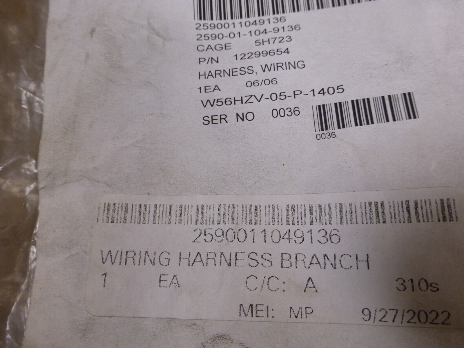 M993 XM993 Carrier Wiring Harness 12299654 , 2590 - 01 - 104 - 9136 - Royal Equipment TACOM