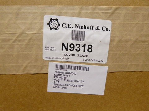 M998 C.E. Niehoff Electric Cover Plate N9318, Fits Generators N1225 - 1, N1211 - 2 - Royal Equipment NIEHOFF