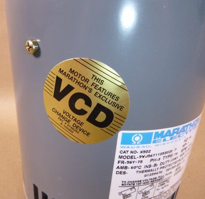 Marathon X502, 1 Hp. 3 Ph. 1075 RPM 56Y Condenser Fan Motor Carrier HD52SX670 | Industrial Electric Motors, Pumps &amp; Parts