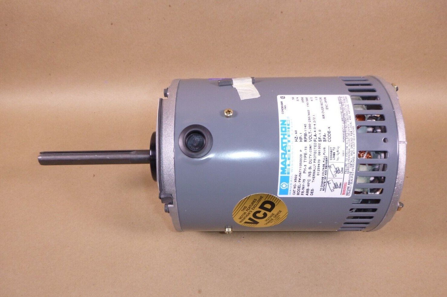 Marathon X502, 1 Hp. 3 Ph. 1075 RPM 56Y Condenser Fan Motor Carrier HD52SX670 | Industrial Electric Motors, Pumps &amp; Parts