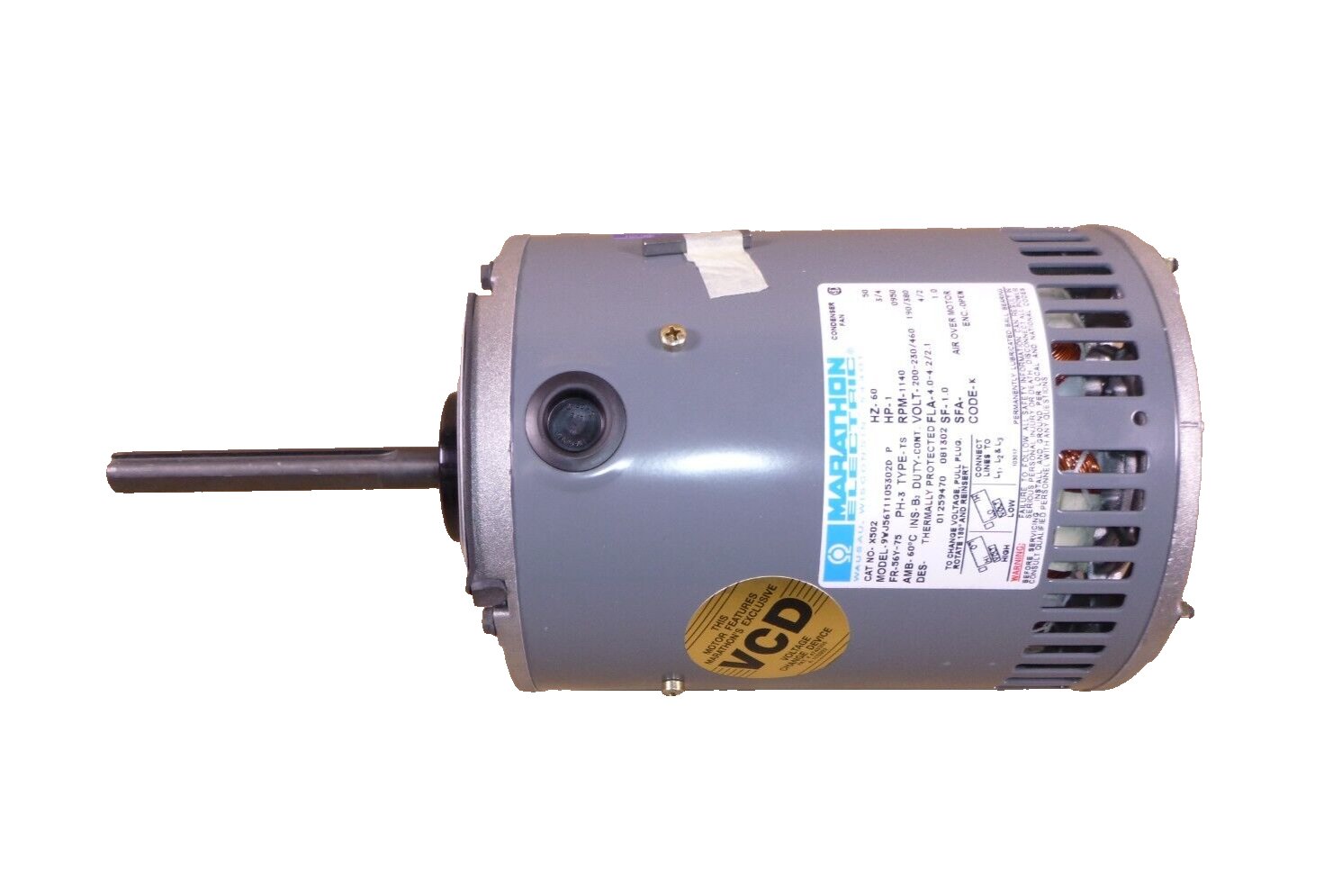 Marathon X502, 1 Hp. 3 Ph. 1075 RPM 56Y Condenser Fan Motor Carrier HD52SX670 | Industrial Electric Motors, Pumps &amp; Parts