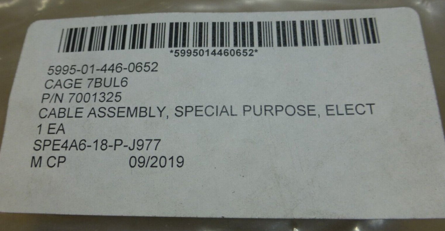 MARINE CORPS 7001325 SPECIAL PURPOSE CABLE , 5995-01-446-0652 | Industrial MRO Replacement Parts, Manufacturing Machine Parts &amp; Components, Heavy Equipment Parts Supplier