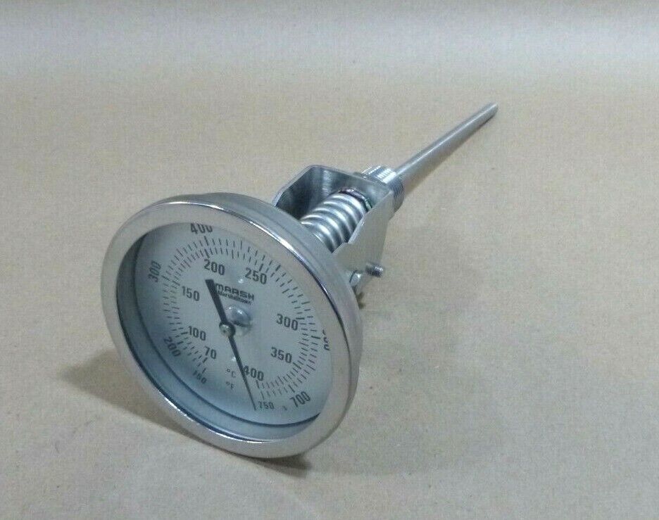 Marsh L33310 Adj Angle Bi-Metal SS Thermometer 3" Face 6" Stem 150-750 Deg F | Industrial MRO Replacement Parts, Manufacturing Machine Parts &amp; Components, Heavy Equipment Parts Supplier
