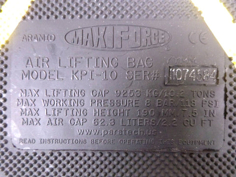 MAXIFORCE KPI - 10 LIFTING AIR BAG, 10.2 TON, 7 - 1/2" LIFT, 12 x 18 x 7/8" - Royal Equipment MAXIFORCE