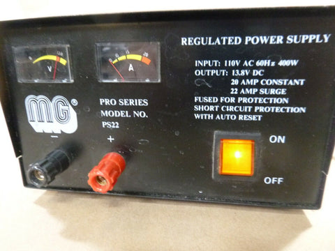 MG Pro Series PS22 Regulated Power Supply 110V, Output 13.8Vdc 20 Amp Constant - Royal Equipment MG PRO