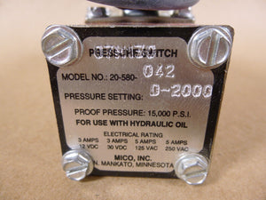 Mico 20 - 580 - 042 Pressure Switch , D - 2000 , 15,000 PSI - Royal Equipment MICO