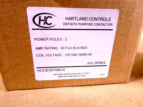 Mil - Spec Hartland Controls Definite Purpose Contactor 40 Amp, 3 Pole, 120V Coil - Royal Equipment Hartland