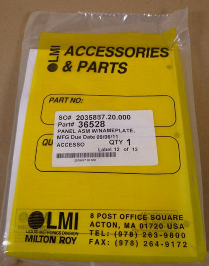 Milton Roy 36528 Panel Assembly w/ Nameplate For Liquitron DC4500 Series | Industrial MRO Replacement Parts, Manufacturing Machine Parts &amp; Components, Heavy Equipment Parts Supplier