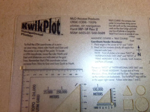 MLO Aviator Products Kwik Plot Folding Navigation Plotter NSN 6605 - 01 - 562 - 0628 - Royal Equipment MLO