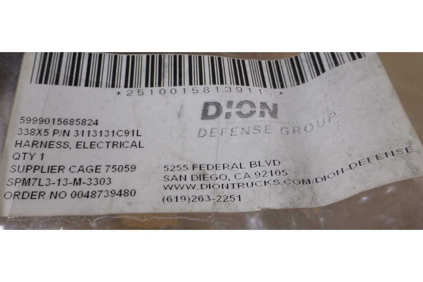 MRAP Maxxpro 3113131C91L Roof Harness Clearance Outside , 5999-01-568-5824 | Genuine FMTV Replacement Parts, LMTV Parts For Sale and Military Surplus Medium Tactical Vehicle Parts &amp; Components