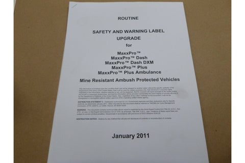 MRAP MAXXPRO DASH DXM PLUS AMBULANCE SAFETY WARNING LABEL DECAL UPGRADE KIT - Royal Equipment NAVISTARDecal