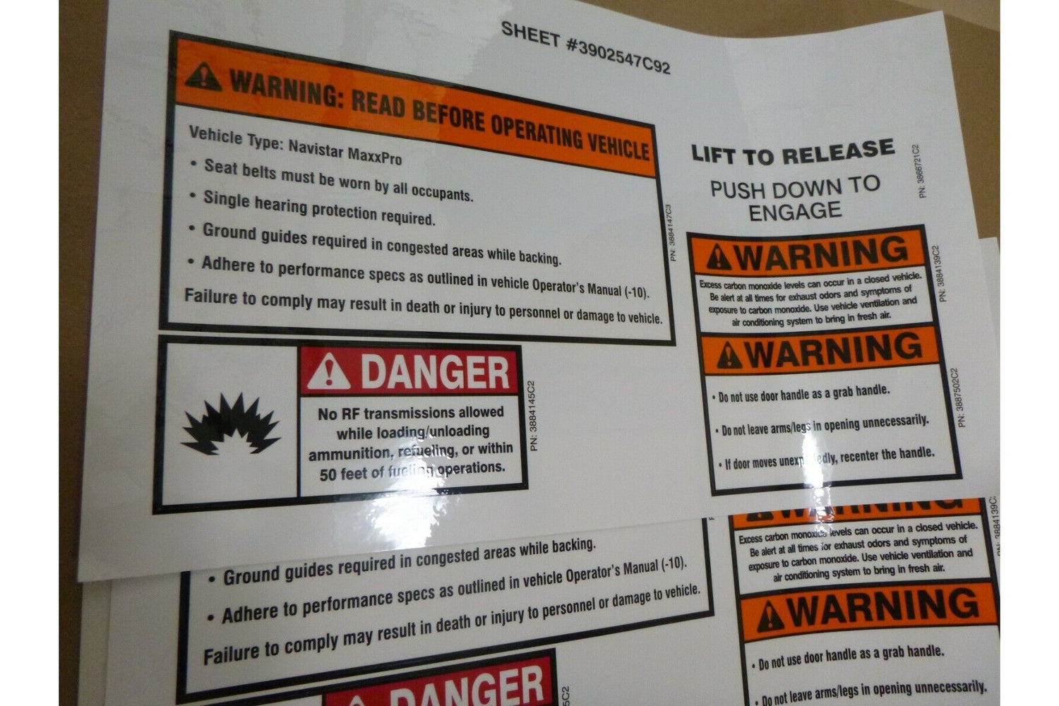 MRAP MAXXPRO DASH DXM PLUS AMBULANCE SAFETY WARNING LABEL DECAL UPGRADE KIT | Genuine FMTV Replacement Parts, LMTV Parts For Sale and Military Surplus Medium Tactical Vehicle Parts &amp; Components