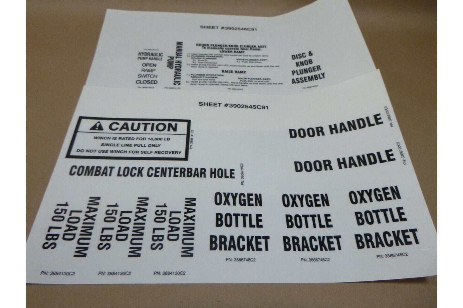 MRAP MAXXPRO DASH DXM PLUS AMBULANCE SAFETY WARNING LABEL DECAL UPGRADE KIT | Genuine FMTV Replacement Parts, LMTV Parts For Sale and Military Surplus Medium Tactical Vehicle Parts &amp; Components