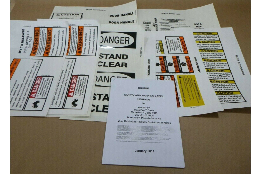 MRAP MAXXPRO DASH DXM PLUS AMBULANCE SAFETY WARNING LABEL DECAL UPGRADE KIT | Genuine FMTV Replacement Parts, LMTV Parts For Sale and Military Surplus Medium Tactical Vehicle Parts &amp; Components