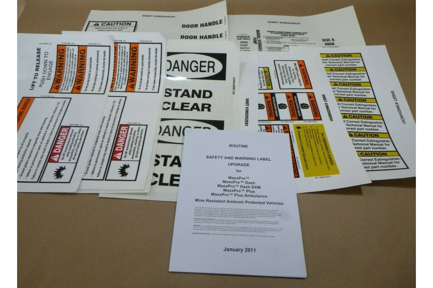 MRAP MAXXPRO DASH DXM PLUS AMBULANCE SAFETY WARNING LABEL DECAL UPGRADE KIT | Genuine FMTV Replacement Parts, LMTV Parts For Sale and Military Surplus Medium Tactical Vehicle Parts &amp; Components