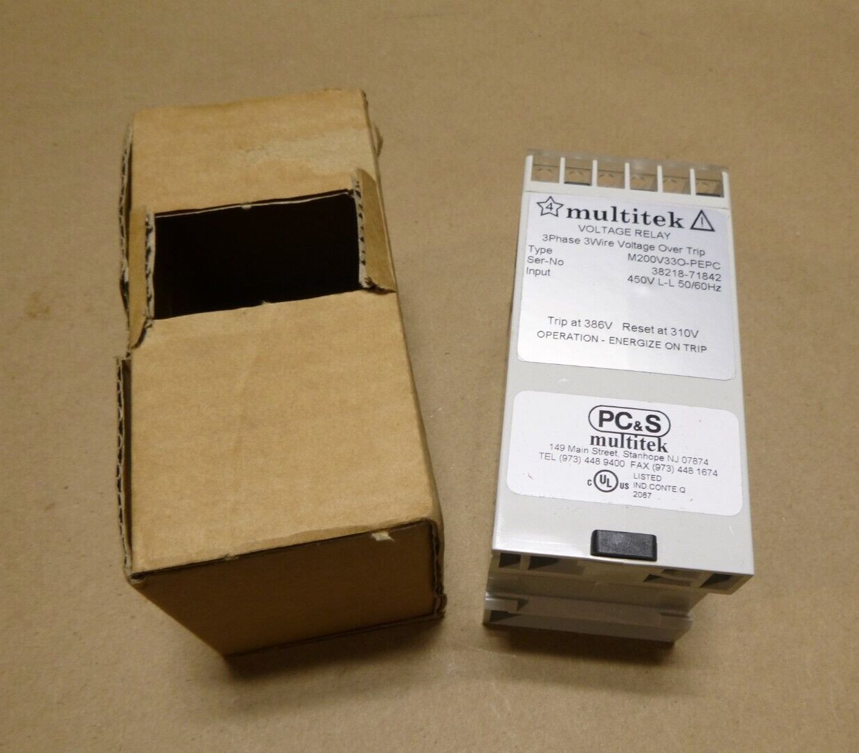 Multitek Voltage Relay M200V330-PEPC, 450V L-L, 386V Trip - 310V Reset, 3 Phase | Electrical MRO Replacement Parts &amp; Components and Commercial Electrical Supplies Company