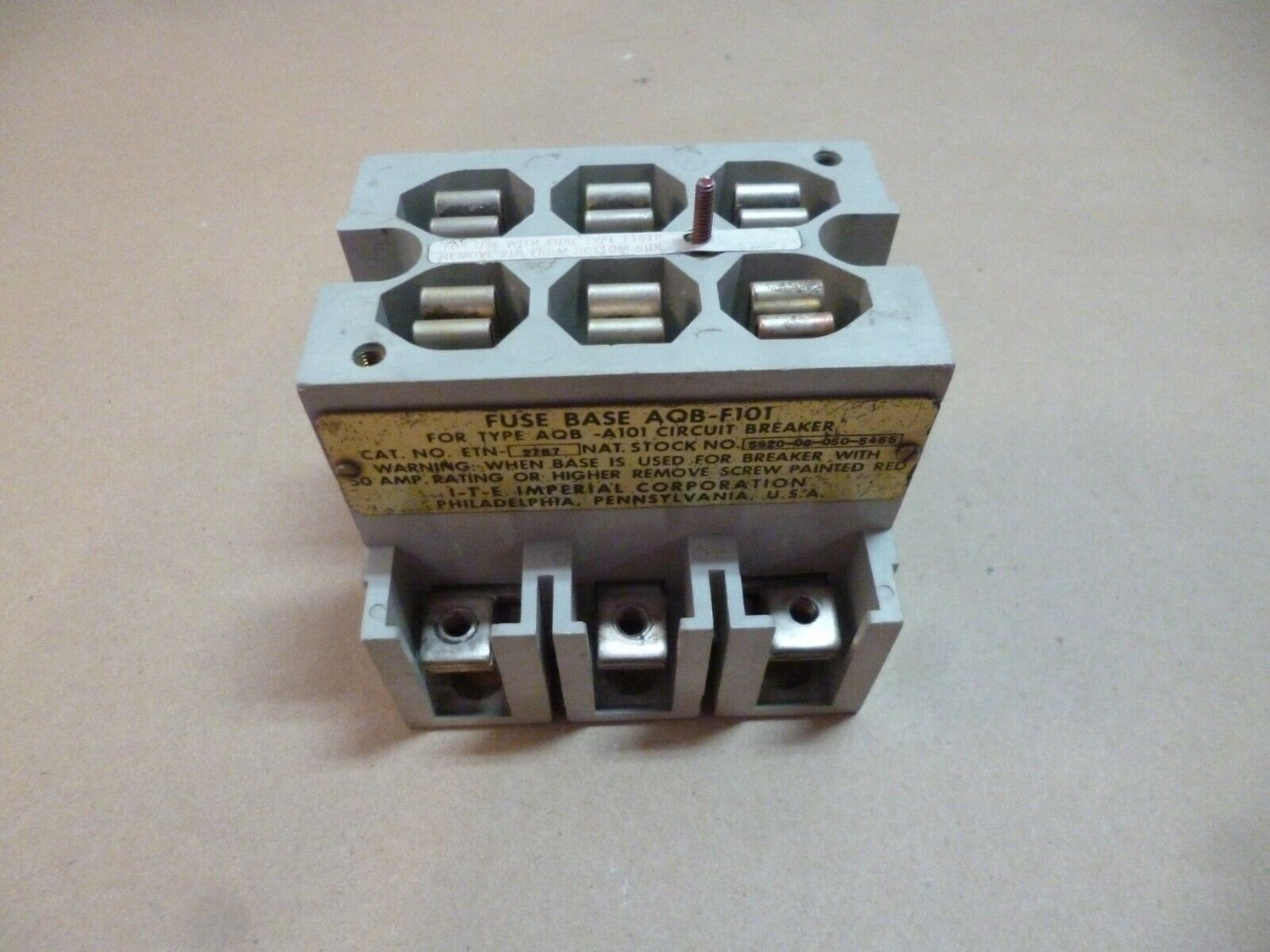 NAVAL SHIPS FUSE BASE ETN-2787, AQB-A101 , 5920-01-429-4591, 5920-01-216-6128 | Electrical MRO Replacement Parts &amp; Components and Commercial Electrical Supplies Company