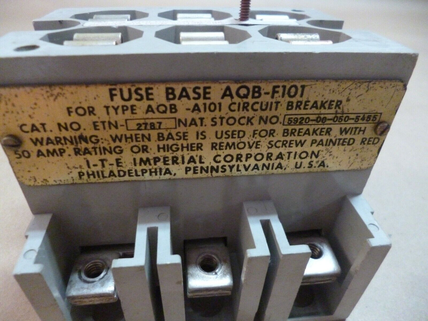 NAVAL SHIPS FUSE BASE ETN-2787, AQB-A101 , 5920-01-429-4591, 5920-01-216-6128 | Electrical MRO Replacement Parts &amp; Components and Commercial Electrical Supplies Company