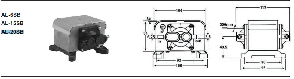 Alita AL-20SB Linear Air Pump Compressor &amp; Vacuum Type 12V 3.2Amp 20LPM | Industrial MRO Replacement Parts, Manufacturing Machine Parts &amp; Components, Heavy Equipment Parts Supplier