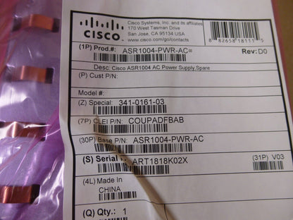 Cisco ASR1004-PWR-AC AC Power Supply for ASR1004 Router Chassis | Electrical MRO Replacement Parts &amp; Components and Commercial Electrical Supplies Company