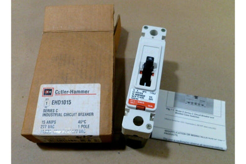 New Cutler Hammer EHD1015, 1 Pole 15 Amp 277v Circuit Breaker 65kA@277V Bolt On - Royal Equipment Royal Equipment