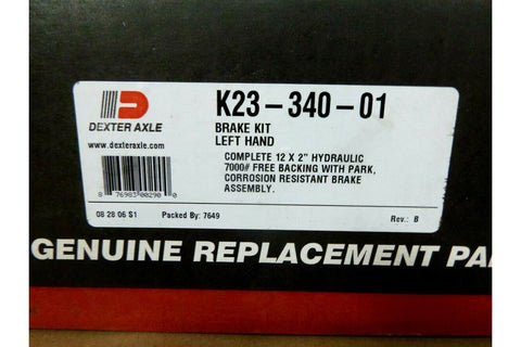 New Dexter Axle 12 x 2" (7K) Hydraulic Left Hand Brake Assembly W/ Park K2334001 - Royal Equipment DEXTER AXLETrailer Brake Controllers