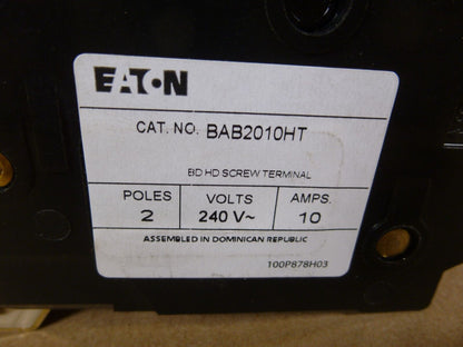 Eaton BAB2010HT Bolt-On Circuit Breaker 2-Pole 10A 240VAC BAB | Electrical MRO Replacement Parts &amp; Components and Commercial Electrical Supplies Company