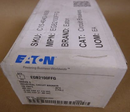 NEW Eaton EGB2100FFG Molded Case Breakers EG Frame 2P 100A 480V 50/60Hz | Electrical MRO Replacement Parts &amp; Components and Commercial Electrical Supplies Company