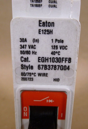 NEW Eaton EGH1030FFB Circuit Breaker 1P , 30A , 347VAC , 125VDC , 50/60HZ - Royal Equipment Eaton