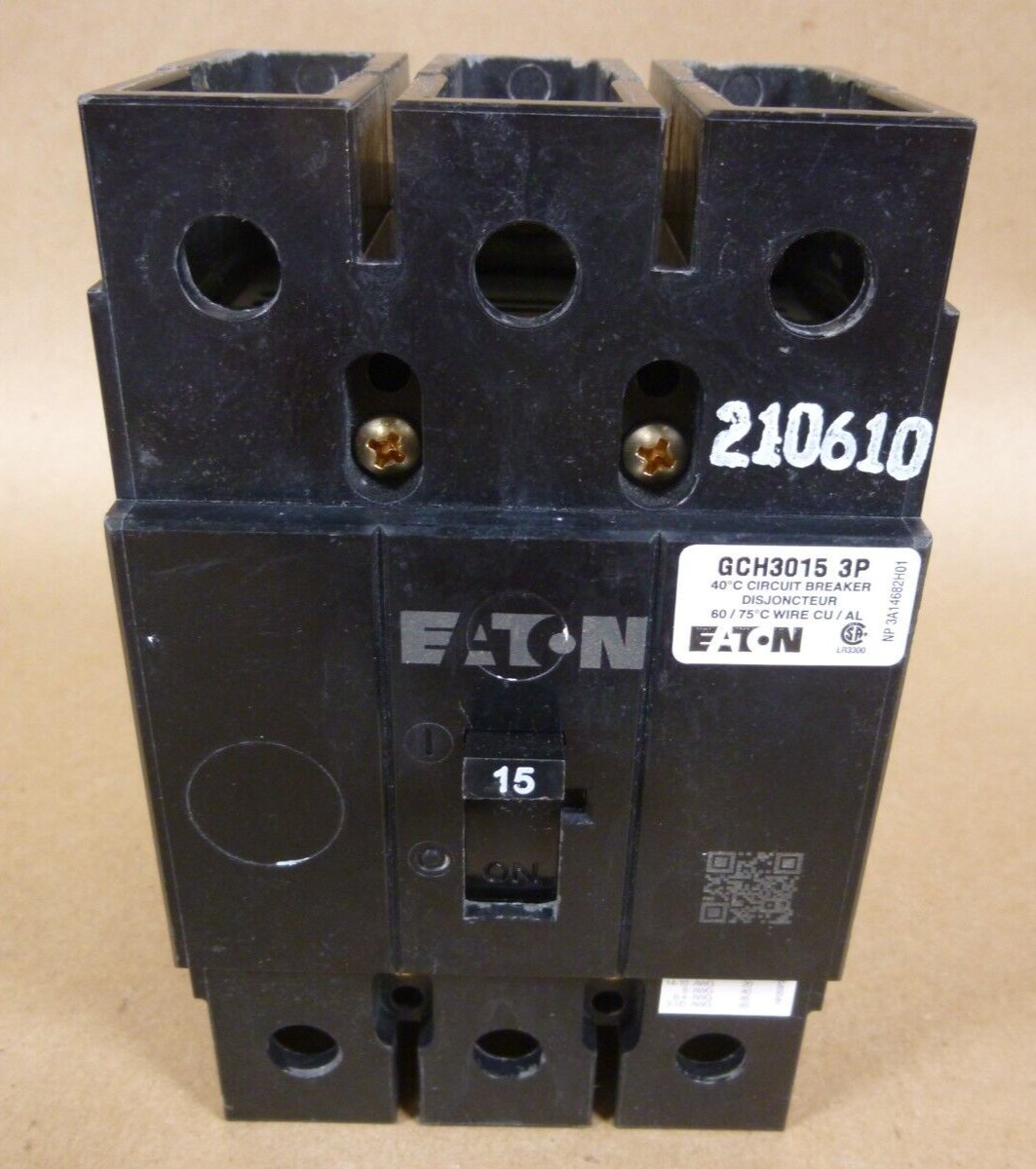Eaton GCH3015 Circuit Breaker , 3P , 15A , 600Y/347 VAC/CA , 125/250VDC | Electrical MRO Replacement Parts &amp; Components and Commercial Electrical Supplies Company