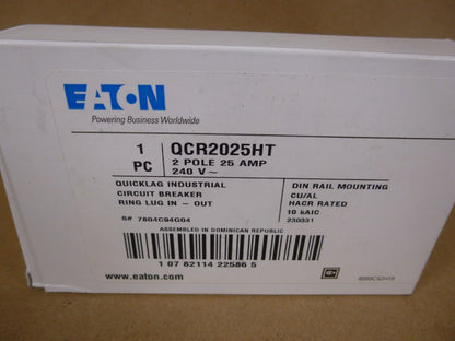 NEW Eaton QCR2025HT Quicklag Industrial Circuit Breaker 2P 25Amp Din QCR2025 | Electrical MRO Replacement Parts &amp; Components and Commercial Electrical Supplies Company
