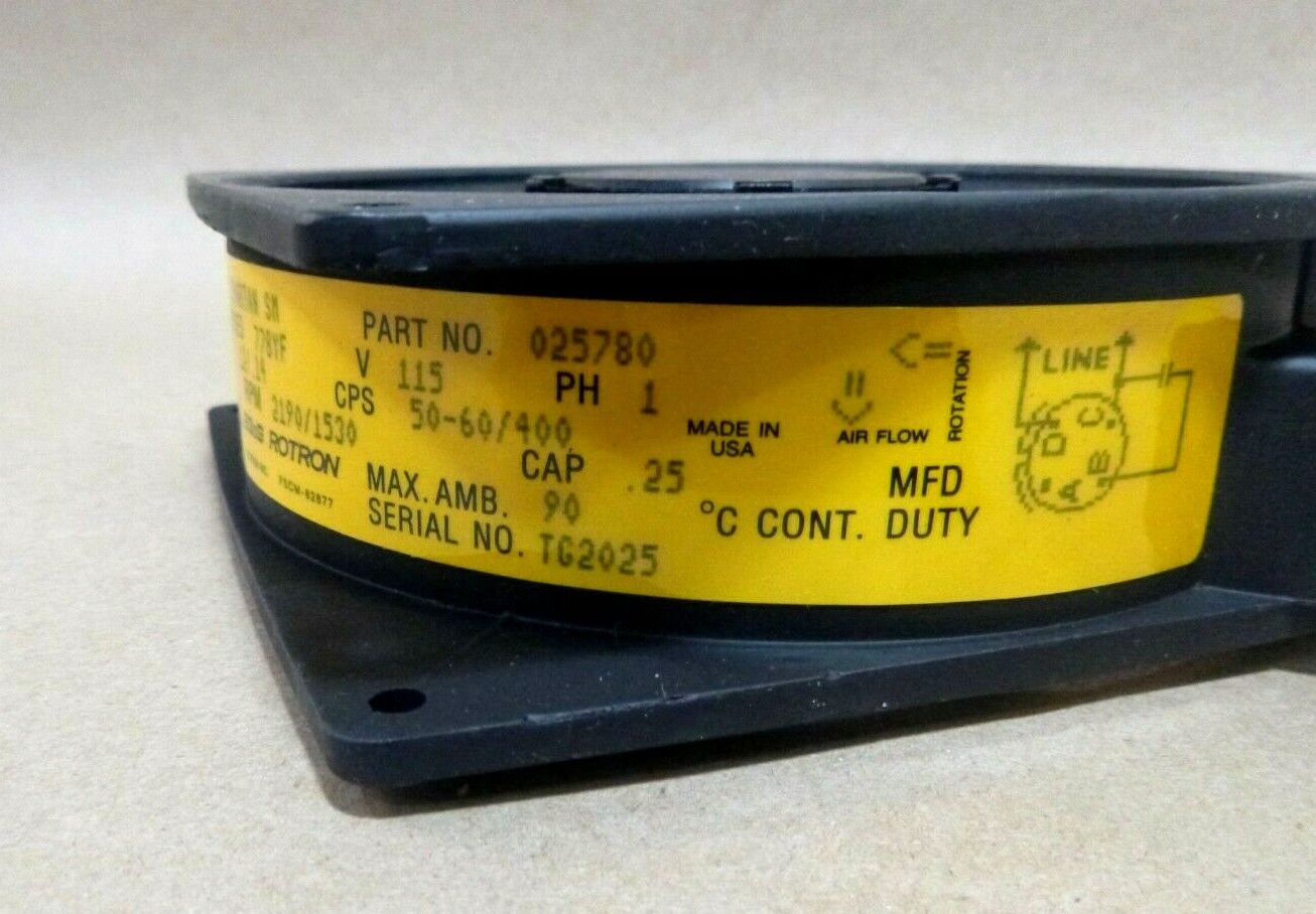 New EG&amp;G Rotron Spartan SMS Tubeaxial Fan P/N 025780 Series 778YF, 2190/1530 Rpm | Electrical MRO Replacement Parts &amp; Components and Commercial Electrical Supplies Company