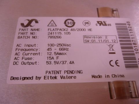 NEW ELTEK VALERE 241115.105 Flatpack2 48/2000 HE Power Module 48V 2000W - Royal Equipment ELTEK