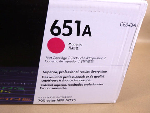 NEW FACTORY SEALED Genuine HP 651A Magenta Toner Cartridge CE343A - Royal Equipment HP