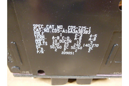 NEW For Eaton Heinemann Circuit Breaker CD5-Z25-1 209051 CD5-A16A3A3B3B3 209051 | Electrical MRO Replacement Parts &amp; Components and Commercial Electrical Supplies Company
