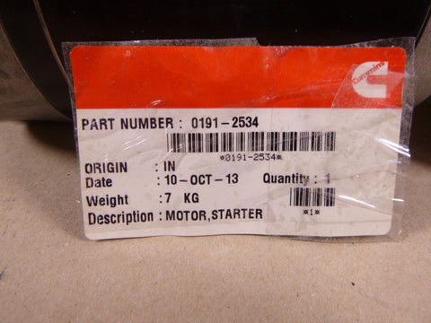 New Genuine Cummins Onan Generator Starter Motor 191 - 2534, 0191 - 2534 - Royal Equipment Cummins