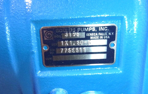 New Goulds 3196 I - Frame ANSI Process Pump Size 1 x 1.50 - 6 (Less Casing) - Royal Equipment GOULDS