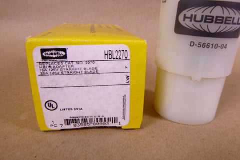 New Hubbell HBL2270 Nylon Convenience Adapter, NEMA 5 - 15P To NEMA 5 - 20R - Royal Equipment HUBBELL