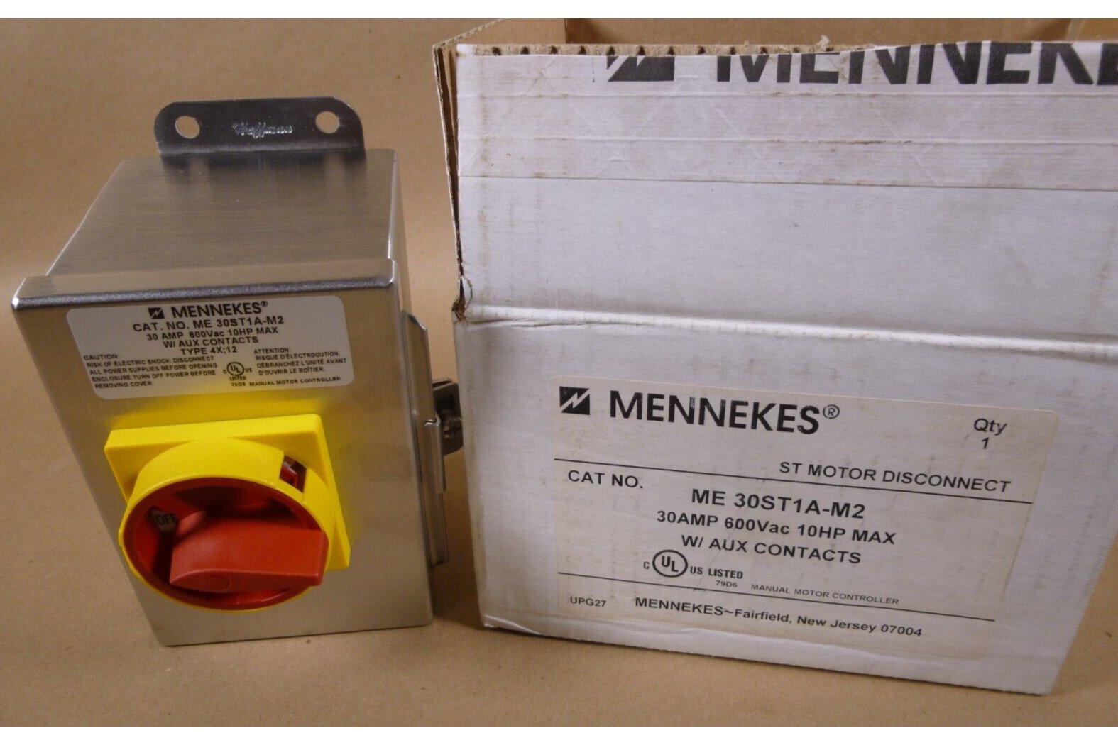 NEW MENNEKES ME 30ST1A-M2 ST MOTOR DISCONNECT 30AMP 600V 10HP/MAX | Electrical MRO Replacement Parts &amp; Components and Commercial Electrical Supplies Company