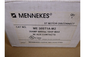 NEW MENNEKES ME 30ST1A - M2 ST MOTOR DISCONNECT 30AMP 600V 10HP/MAX - Royal Equipment Royal Equipment