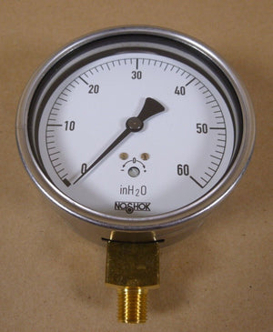 NEW NOSHOK 40 - 200 - 60 - inH2O 1/4'' NPT 4" Diaphragm Gauge , 0 to 60 - Royal Equipment NOSHOK