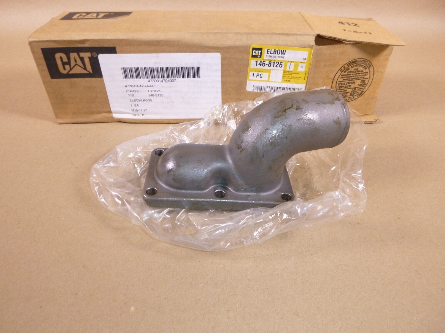 New OEM Caterpillar C7 3126 3126B 3126E Engine Thermostat Housing Elbow 146-8126 | Industrial Tractor Parts Supplier and Surplus Tractor Parts &amp; Accessories