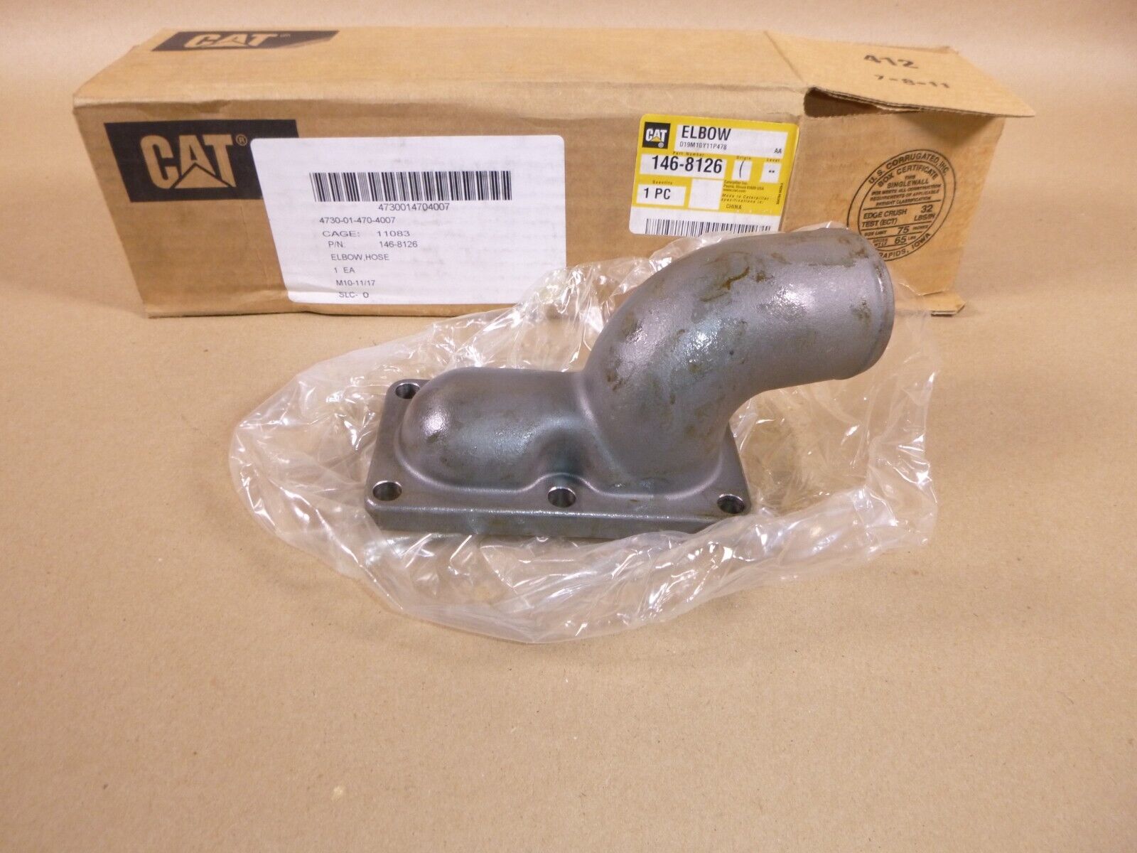 New OEM Caterpillar C7 3126 3126B 3126E Engine Thermostat Housing Elbow 146-8126 | Industrial Tractor Parts Supplier and Surplus Tractor Parts &amp; Accessories