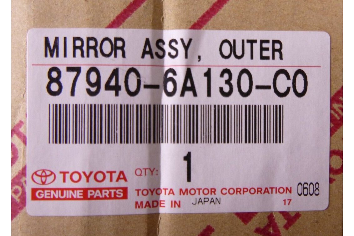 New OEM Toyota Lexus 87940-6A130-C0 Mirror Assy, Outer Rear View LH, Black | Replacement Truck Parts, Trailer Accessories, Automobile Supplies, Car Parts &amp; Accessories