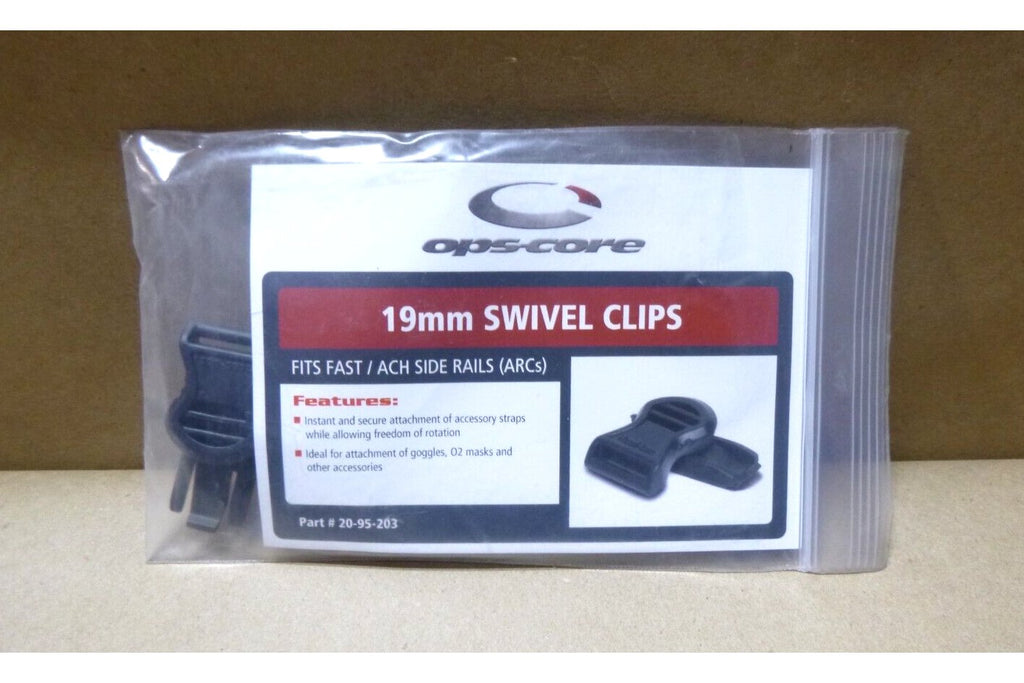 NEW Ops - Core Set Of 19mm Swivel Clips Fits Fast ACH Side Rails 20 - 95 - 203 - Royal Equipment OPS - COREHats & Headwear