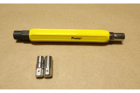 New Pro'skit Can Wrench 3/8" & 7/16" Hex Double End W/ 2 Sockets - Yellow Handle - Royal Equipment Royal Equipment