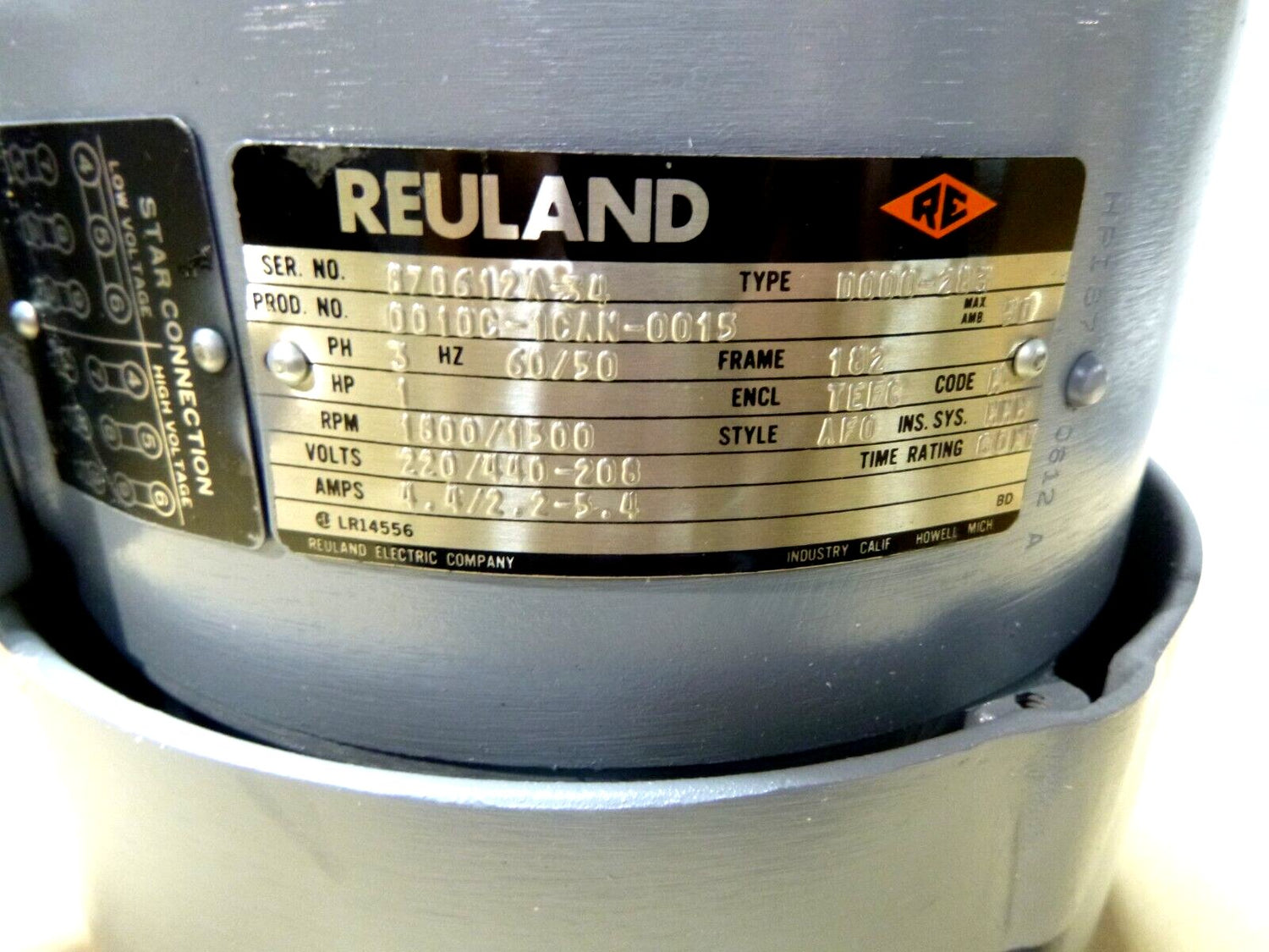 New Reuland Hydraulic Power Unit Electric Motor 1 Hp. 182 Fr. 3 Ph. 1800 Rpm | Industrial Electric Motors, Pumps &amp; Parts